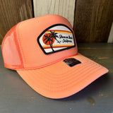 Hermosa Beach RETRO SUNSET High Crown Trucker Hat - Coral