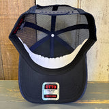 Hermosa Beach LIFEGUARD TOWER :: NORTH OF PIER 6 Panel Corduroy Trucker Hat - Navy