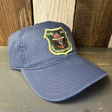 SMOKEY BEAR :: ONLY YOU CAN PREVENT FOREST FIRES - 6 Panel Low Profile Style Dad Hat with Velcro Closure - Faded Navy