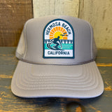 Hermosa Beach 1 to 3 FEET HIGH & RISING High Crown Trucker Hat - Grey