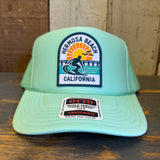 Hermosa Beach 1 to 3 FEET HIGH & RISING Trucker Hat - Seafoam Green