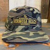 Hermosa Beach ARE YOU ESTABLISHED? Snapback Trucker Hat - Woodland Camo