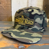 Hermosa Beach ARE YOU ESTABLISHED? Snapback Trucker Hat - Woodland Camo