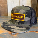 Hermosa Beach AS REAL AS THE STREETS Snapback Trucker Hat - Woodland Camo