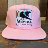 Hermosa Beach SURF HERMOSA :: OPEN DAILY Athletic Performance Snapback Hat - Light Pink