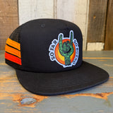 SO FAR :: SO BUENO Side Stripe Snapback Trucker Hat - Black