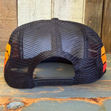 SOUTH BAY SURF CALIFORNIA (Black Patch) Side Stripe Snapback Trucker Hat - Black