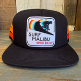 Hermosa Beach SURF MALIBU :: OPEN DAILY Side Stripe Snapback Trucker Hat - Black