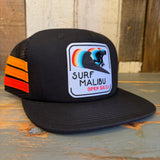 Hermosa Beach SURF MALIBU :: OPEN DAILY Side Stripe Snapback Trucker Hat - Black