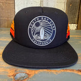 SOUTH BAY SURF CALIFORNIA (Black Patch) Side Stripe Snapback Trucker Hat - Black