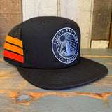 SOUTH BAY SURF CALIFORNIA (Black Patch) Side Stripe Snapback Trucker Hat - Black