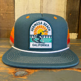 Hermosa Beach 1 to 3 FEET HIGH & RISING Side Stripe Snapback Trucker Hat - Teal