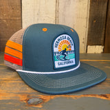 Hermosa Beach 1 to 3 FEET HIGH & RISING Side Stripe Snapback Trucker Hat - Teal