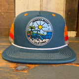 Hermosa Beach SHOREFRONT Side Stripe Snapback Trucker Hat - Teal