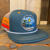Hermosa Beach SHOREFRONT Side Stripe Snapback Trucker Hat - Teal