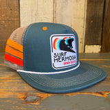 Hermosa Beach SURF HERMOSA :: OPEN DAILY Side Stripe Snapback Trucker Hat - Teal
