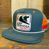 Hermosa Beach SURF HERMOSA :: OPEN DAILY Side Stripe Snapback Trucker Hat - Teal