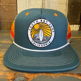 SOUTH BAY SURF CALIFORNIA (Multi Color Patch) Side Stripe Snapback Trucker Hat - Teal