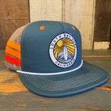 SOUTH BAY SURF CALIFORNIA (Multi Color Patch) Side Stripe Snapback Trucker Hat - Teal