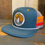 SOUTH BAY SURF CALIFORNIA (Multi Color Patch) Side Stripe Snapback Trucker Hat - Teal