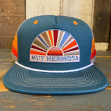 Hermosa Beach MUY HERMOSA Side Stripe Snapback Trucker Hat - Teal