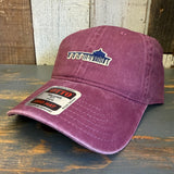 Manhattan Beach PIER & ROUNDHOUSE 6 Panel Low Profile Style Dad Hat - Maroon