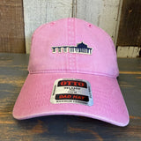 Manhattan Beach PIER & ROUNDHOUSE 6 Panel Low Profile Style Dad Hat - Azalea Pink