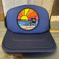 Hermosa Beach OBLIGATORY SUNSET Trucker Cap - Dark Navy/Light Navy