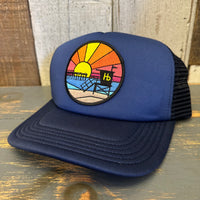 Hermosa Beach OBLIGATORY SUNSET Trucker Cap - Dark Navy/Light Navy
