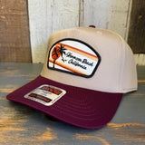Hermosa Beach RETRO SUNSET 5 Panel Mid Profile Baseball Cap - Maroon/Khaki