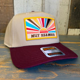 Hermosa Beach MUY HERMOSA 5 Panel Mid Profile Baseball Cap - Maroon/Khaki