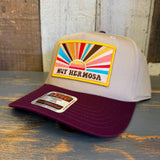 Hermosa Beach MUY HERMOSA 5 Panel Mid Profile Baseball Cap - Maroon/Khaki
