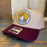 SOUTH BAY SURF (Multi Colored Patch) 5 Panel Mid Profile Cap - Maroon/Khaki