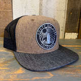 SOUTH BAY SURF CALIFORNIA (Black Patch) Snapback Trucker Hat - Denim/Cork