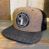 SOUTH BAY SURF CALIFORNIA (Black Patch) Snapback Trucker Hat - Denim/Cork