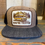 YOU'RE TRIPPIN' Snapback Trucker Hat - Denim/Cork