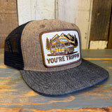 YOU'RE TRIPPIN' Snapback Trucker Hat - Denim/Cork