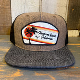 Hermosa Beach RETRO SUNSET Snapback Trucker Hat - Denim/Cork