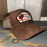 Hermosa Beach RETRO SUNSET 6 Panel Corduroy Trucker Hat - Brown