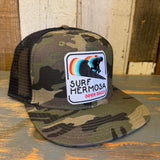 Hermosa Beach SURF HERMOSA :: OPEN DAILY Snapback Trucker Hat - Woodland Camo