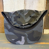 Hermosa Beach SURFING GRIZZLY BEAR Snapback Trucker Hat - Gray Camo/Black