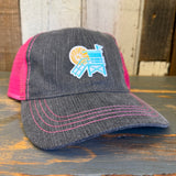 Hermosa Beach LIFEGUARD TOWER 6-Panel Herringbone - Charcoal/Fuchsia
