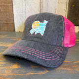 Hermosa Beach LIFEGUARD TOWER 6-Panel Herringbone - Charcoal/Fuchsia