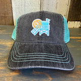 Hermosa Beach LIFEGUARD TOWER 6-Panel Herringbone - Charcoal/Seafoam