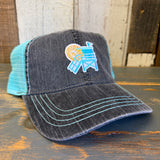 Hermosa Beach LIFEGUARD TOWER 6-Panel Herringbone - Charcoal/Seafoam