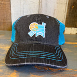 Hermosa Beach LIFEGUARD TOWER 6-Panel Herringbone - Charcoal/Aqua