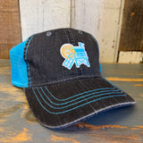 Hermosa Beach LIFEGUARD TOWER 6-Panel Herringbone - Charcoal/Aqua