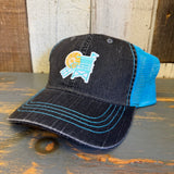 Hermosa Beach LIFEGUARD TOWER 6-Panel Herringbone - Charcoal/Aqua
