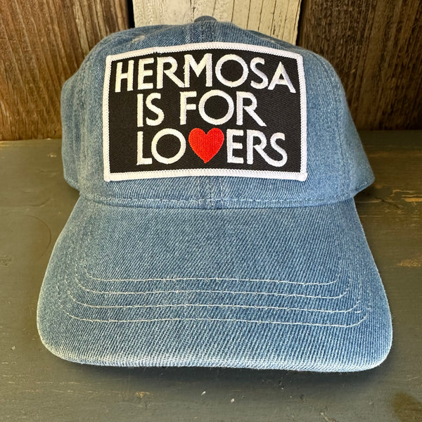 Hermosa Beach HERMOSA IS FOR LOVERS 6 Panel Low Profile Style Dad Hat - Light Blue Denim