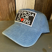 Hermosa Beach HERMOSA IS FOR LOVERS 6 Panel Low Profile Style Dad Hat - Light Blue Denim